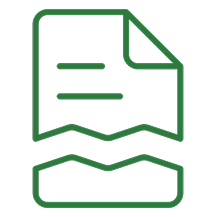 Residential landscaping A green outline of a piece of paper with two horizontal lines, representing text, is shown torn in half horizontally.